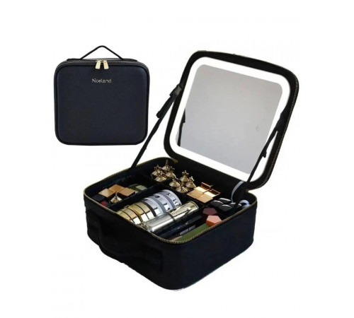 НЕТУ Косметичка-чемоданчик с LED зеркалом кожаная 31330 (ЧЁРНАЯ) // [101] # (12 шт/ящ) @