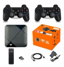 НЕТУ Игровая приставка + 2 джойстика 2.4G M8MINI (Android 9, 2/16+карта 64Gb) (оранж.) [108] (40 шт/ящ)