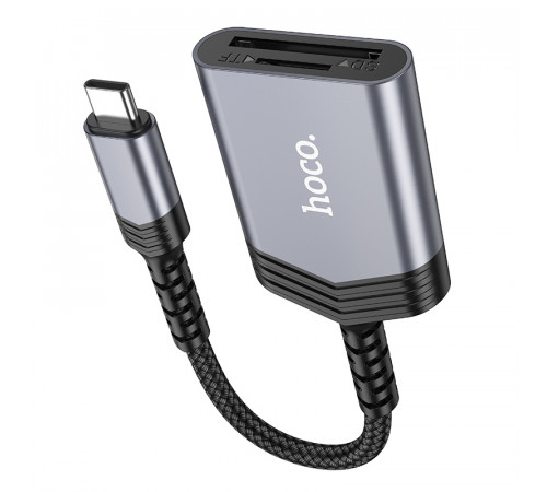 Кардридер HOCO UA25 2-in-1 card reader Type-C Metal Gray (6942007608862)
