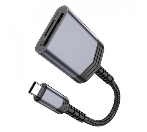 Кардрідер HOCO UA25 2-in-1 card reader Type-C Metal Gray (6942007608862)