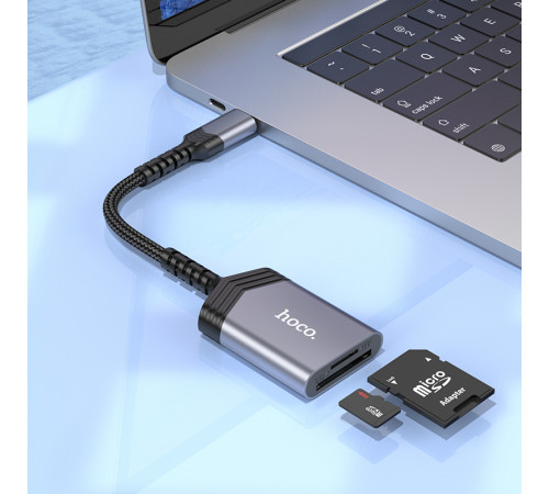 Кардрідер HOCO UA25 2-in-1 card reader Type-C Metal Gray (6942007608862)