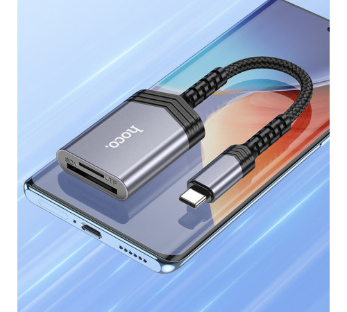 Кардридер HOCO UA25 2-in-1 card reader Type-C Metal Gray (6942007608862)