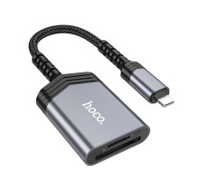 Кардридер HOCO UA25 2-in-1 card reader iP Metal Gray (6942007608855)