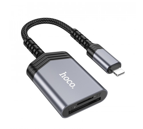 Кардридер HOCO UA25 2-in-1 card reader iP Metal Gray (6942007608855)