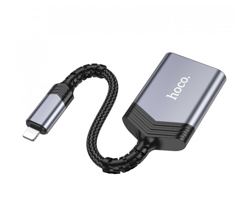 Кардридер HOCO UA25 2-in-1 card reader iP Metal Gray (6942007608855)