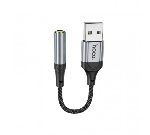Аудiокабель HOCO LS36 USB-A  to 3.5mm female, nylon braid, 0,12m, Black (6942007608879)