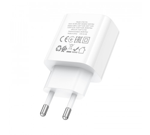 Мережевий зарядний пристрій HOCO C76A Pro Majestic single port PD30W charger White (6942007616300)