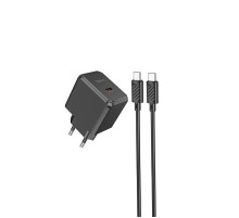 Мережевий зарядний пристрій з кабелем HOCO CS13A Ocean single port PD20W charger set(Type-C to Type-C) Black (6942007603843)