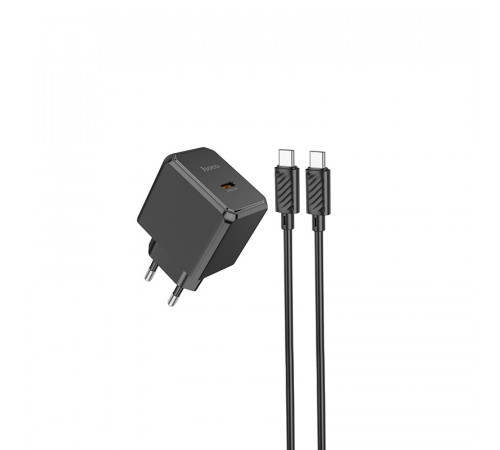 Мережевий зарядний пристрій з кабелем HOCO CS13A Ocean single port PD20W charger set(Type-C to Type-C) Black (6942007603843)