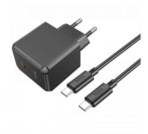 Мережевий зарядний пристрій з кабелем HOCO CS13A Ocean single port PD20W charger set(Type-C to Type-C) Black (6942007603843)