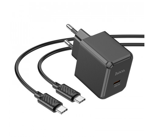 Мережевий зарядний пристрій з кабелем HOCO CS13A Ocean single port PD20W charger set(Type-C to Type-C) Black (6942007603843)