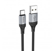 Кабель HOCO X102 USB to Type-C 3A, 1m, nylon, aluminum connectors, Black (6942007608770)