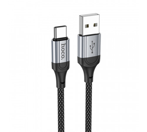 Кабель HOCO X102 USB to Type-C 3A, 1m, nylon, aluminum connectors, Black (6942007608770)