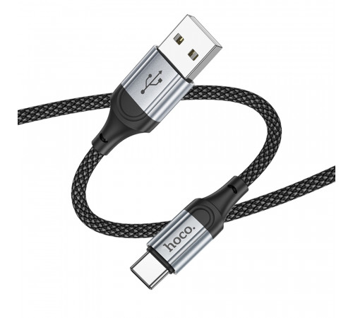 Кабель HOCO X102 USB to Type-C 3A, 1m, nylon, aluminum connectors, Black (6942007608770)