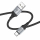 Кабель HOCO X102 USB to Type-C 3A, 1m, nylon, aluminum connectors, Black (6942007608770)