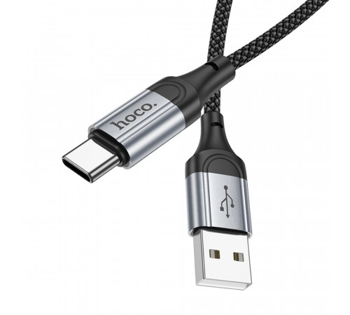 Кабель HOCO X102 USB to Type-C 3A, 1m, nylon, aluminum connectors, Black (6942007608770)