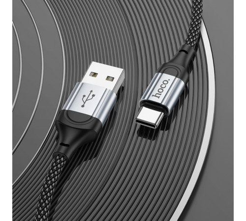 Кабель HOCO X102 USB to Type-C 3A, 1m, nylon, aluminum connectors, Black (6942007608770)