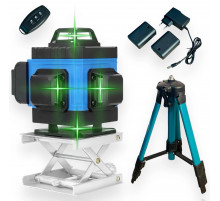 Лазерный уровень со ШТАТИВОМ (MM3000) (AT-LL1202H) (4D 16-линейный зеленый  (самовыравн. на 360° в чемодане) // [004] (5 шт/ящ)