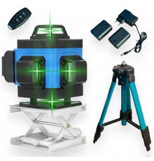 Лазерный уровень со ШТАТИВОМ (MM3000) (AT-LL1202H) (4D 16-линейный зеленый  (самовыравн. на 360° в чемодане) // [004] (5 шт/ящ)