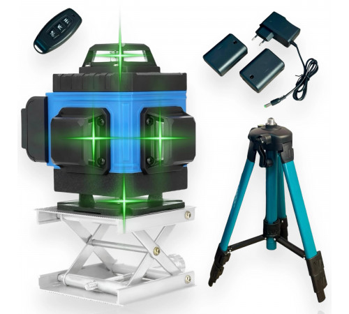 Лазерный уровень со ШТАТИВОМ (MM3000) (AT-LL1202H) (4D 16-линейный зеленый  (самовыравн. на 360° в чемодане) // [004] (5 шт/ящ)