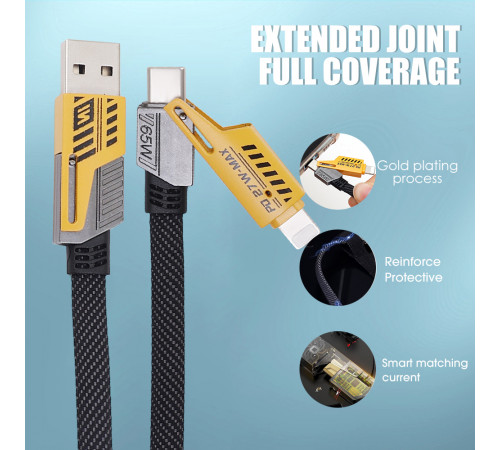 Кабель WUW-X207 USB 3 in 1 65W  black (6972573336524)