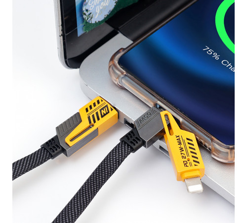 Кабель WUW-X207 USB 3 in 1 65W  black (6972573336524)