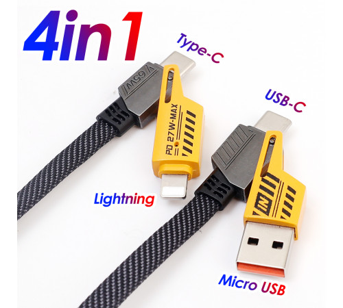 Кабель WUW-X207 USB 3 in 1 65W  black (6972573336524)