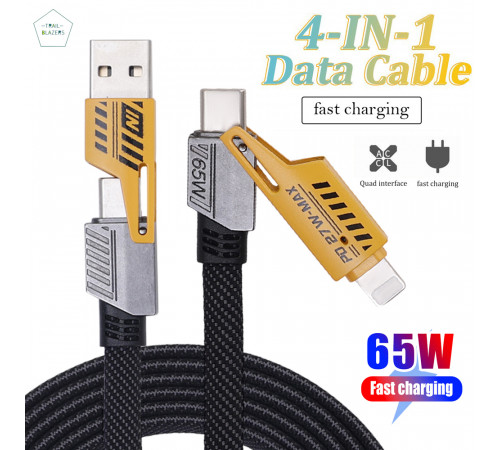 Кабель WUW-X207 USB 3 in 1 65W  black (6972573336524)