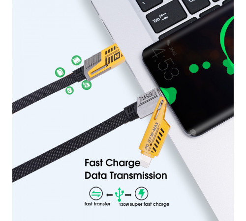 Кабель WUW-X207 USB 3 in 1 65W  black (6972573336524)