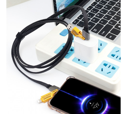 Кабель WUW-X207 USB 3 in 1 65W  black (6972573336524)