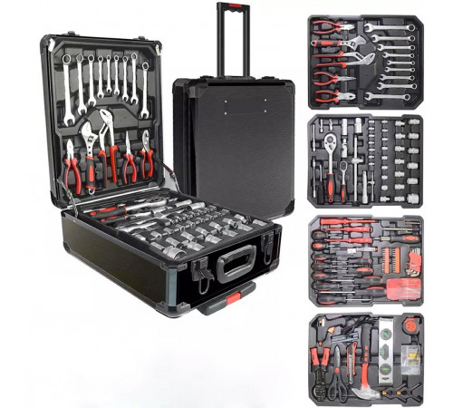 НЕТУ Набор инструментов чемодан на колёсах 187 предм. (КАЧЕСТВО) (красная коробка) (W153-4) // [400] // [101] (1 шт/ящ)