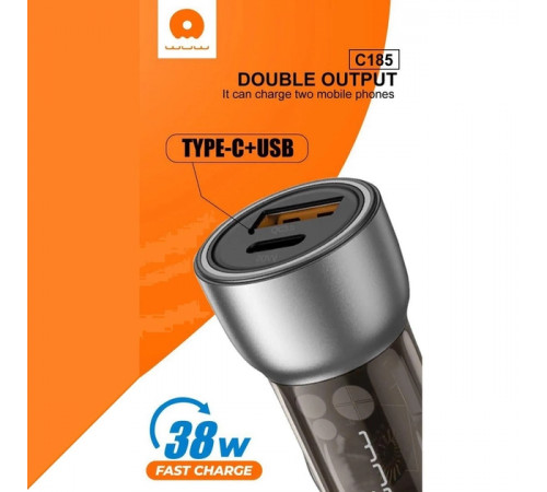 Автомобільний зарядний пристрій WUW-C185 PD20W+QC3.0 black (6972573335466)