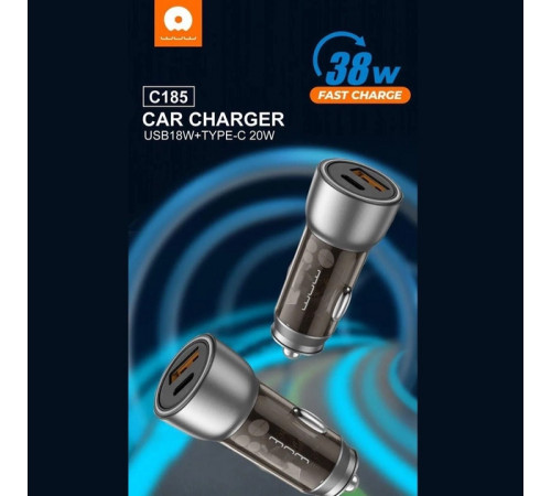 Автомобільний зарядний пристрій WUW-C185 PD20W+QC3.0 black (6972573335466)