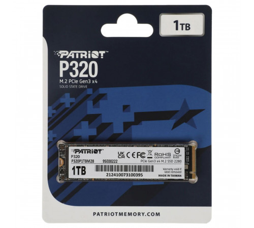 Накопичувач SSD M.2 Patriot P320 1TB NVMe 2280 Gen3.0 x4 3D TLC (P320P1TBM28)