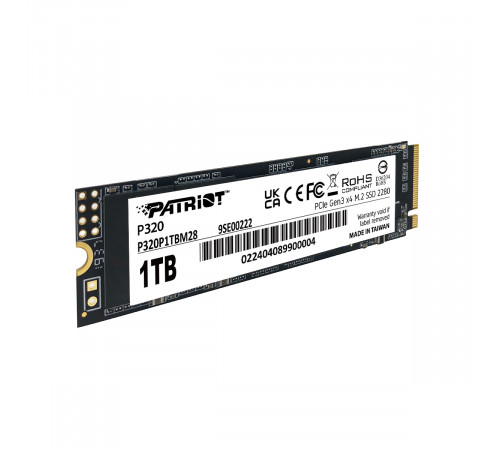 Накопичувач SSD M.2 Patriot P320 1TB NVMe 2280 Gen3.0 x4 3D TLC (P320P1TBM28)