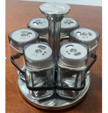 Органайзер для специй (BSJ1507-1) (6 банок) GLASS-SILVER [108] (18 шт/ящ)