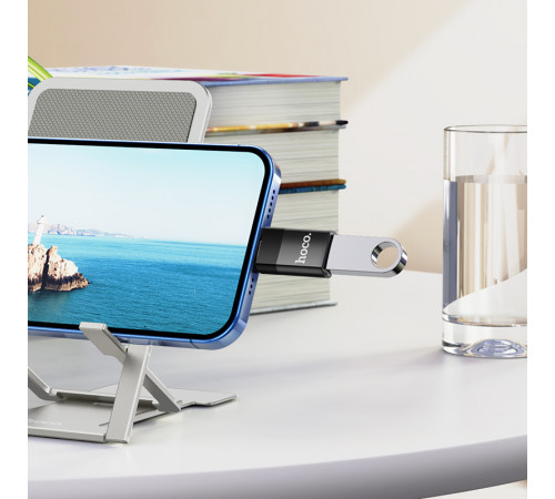 Адаптер HOCO UA17 iP Male to USB female USB2.0 adapter Black (6931474761989)