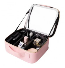 НЕТУ Косметичка-чемоданчик с LED зеркалом кожаная 31330 (РОЗОВАЯ) // [101] # (12 шт/ящ) @
