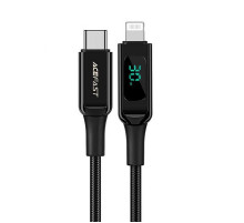 Кабель ACEFAST C6-01 Type-C to iP, 3A, 30W, 1.2m, nylon, zinc connectors, Black (6974316281030)
