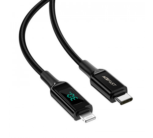 Кабель ACEFAST C6-01 Type-C to iP, 3A, 30W, 1.2m, nylon, zinc connectors, Black (6974316281030)