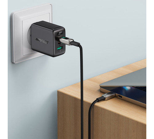 Кабель ACEFAST C6-01 Type-C to iP, 3A, 30W, 1.2m, nylon, zinc connectors, Black (6974316281030)