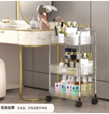 Полка-этажерка YJ-023-3F (С колёсами, металл+пластик, (Ш380*Г270*В680мм), 3 яруса) // [602] (12 шт/ящ)