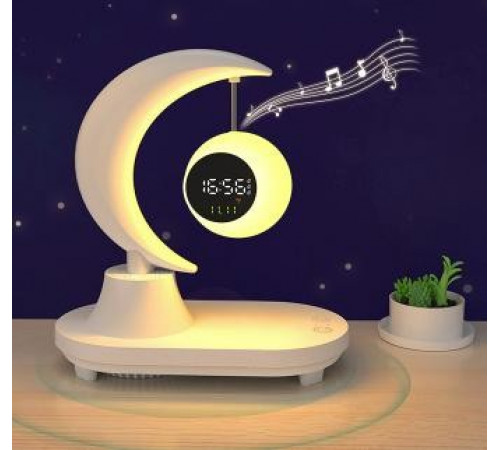 НЕТУ Беспроводная зарядка для телефона/ночник-лампа/динамик-колонка-блютус (Луна) TB-35SLIWBT 22SHTSWKT [403] (8 шт/ящ)