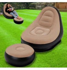 НЕТУ Надувное кресло с пуфом KR-2 [403] (серый) # // (10 шт/ящ)