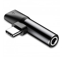 Кабель-перехiдник Baseus L41 Type-C(input) for Type-C female connectors+3.5 mm female Black (CATL41-01)