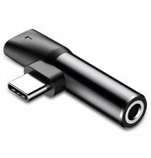 Кабель-перехiдник Baseus L41 Type-C(input) for Type-C female connectors+3.5 mm female Black (CATL41-01)