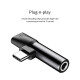 Кабель-перехiдник Baseus L41 Type-C(input) for Type-C female connectors+3.5 mm female Black (CATL41-01)