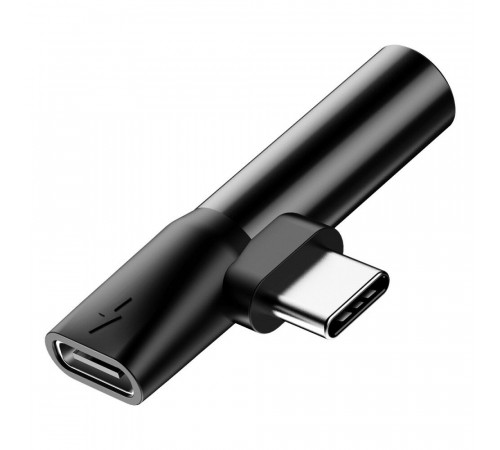 Кабель-перехiдник Baseus L41 Type-C(input) for Type-C female connectors+3.5 mm female Black (CATL41-01)