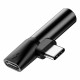 Кабель-перехiдник Baseus L41 Type-C(input) for Type-C female connectors+3.5 mm female Black (CATL41-01)