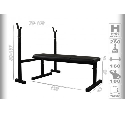 Скамья для жима + набор штанг 75 кг RN-Sport